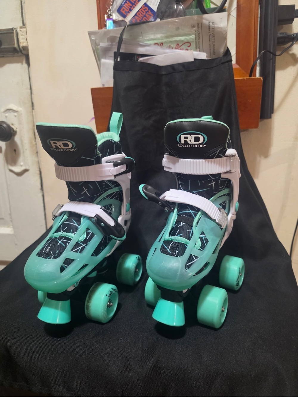 Kids Mint Green Quad Roller Skates with Adjustable Straps